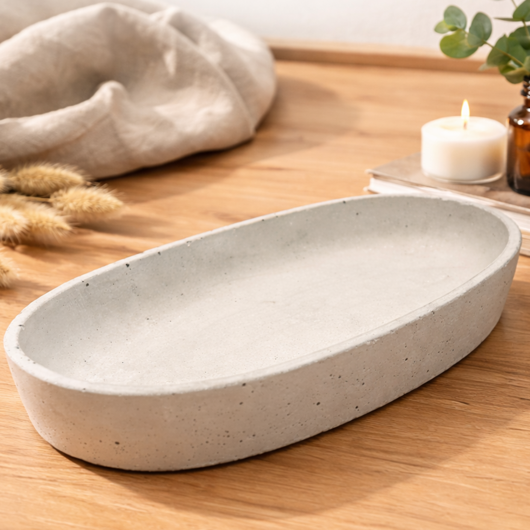 Handgemachte Betonschale "Oval" (29 cm)