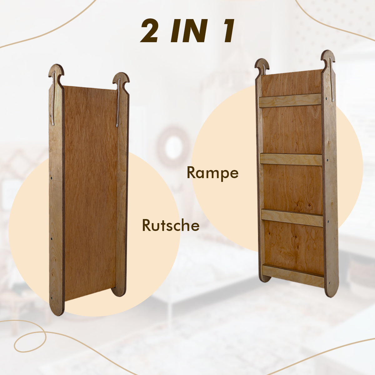 5in1 Montessori Klettergerüst Set: Kletterdreieck + Kletterbogen mit Kissen + Kletternetz und Rutsche für Kinder 1-7 Jahre – Schokolade