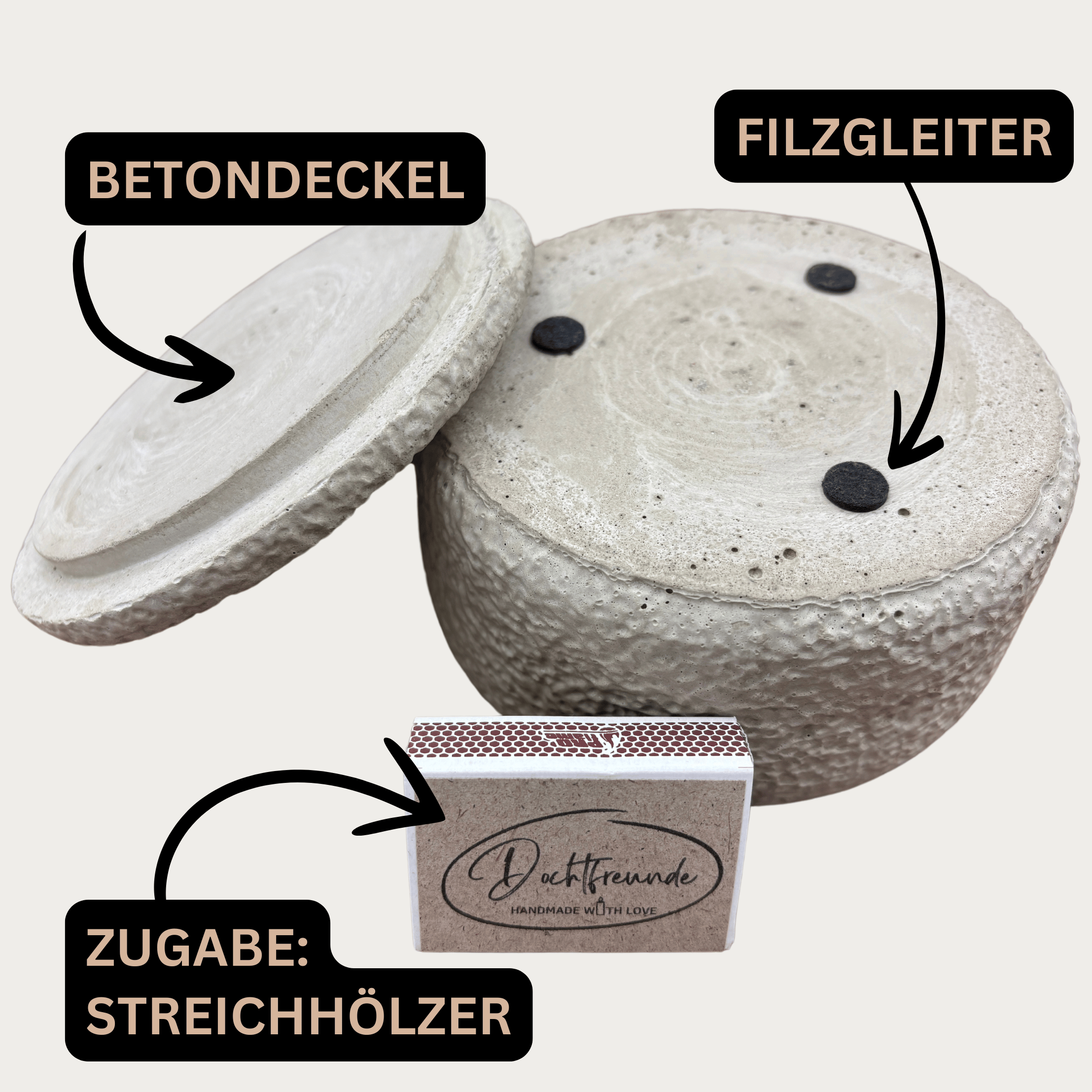 Limitierte Einzelstücke: Outdoor Citronella-Betonkerze – Nr. 1