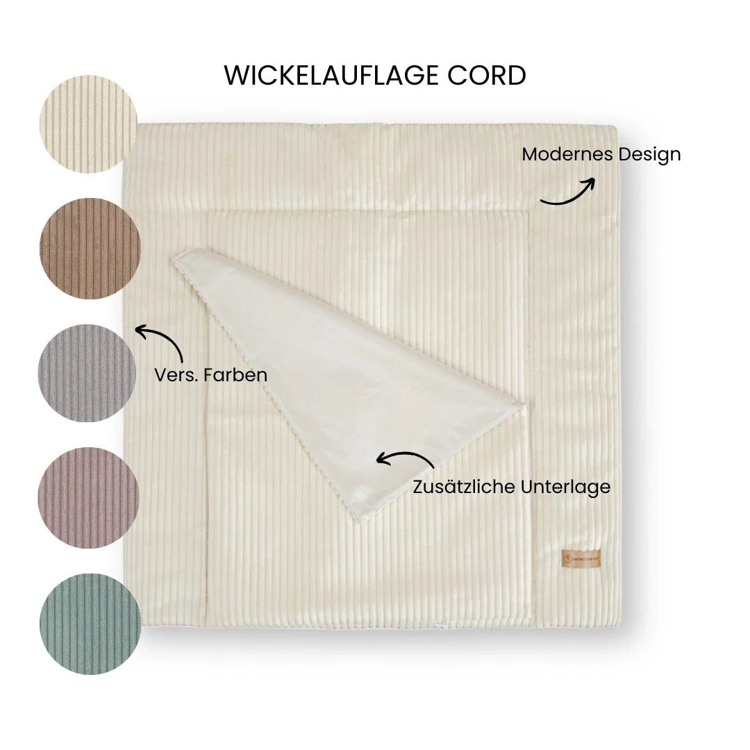 Wickelauflage Cord mit Unterlage – natürlich & kuschelig für dein Baby