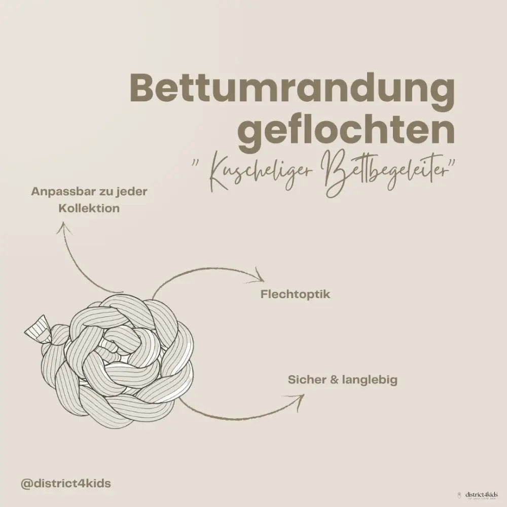 Bettschlange geflochten Velours – Bettumrandung für Schutz, Geborgenheit & Komfort