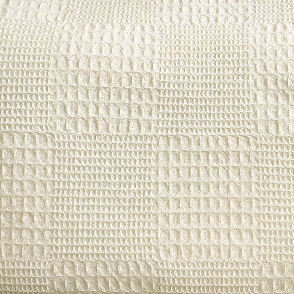 Waffelpique Stoff Mosaik Uni Creme