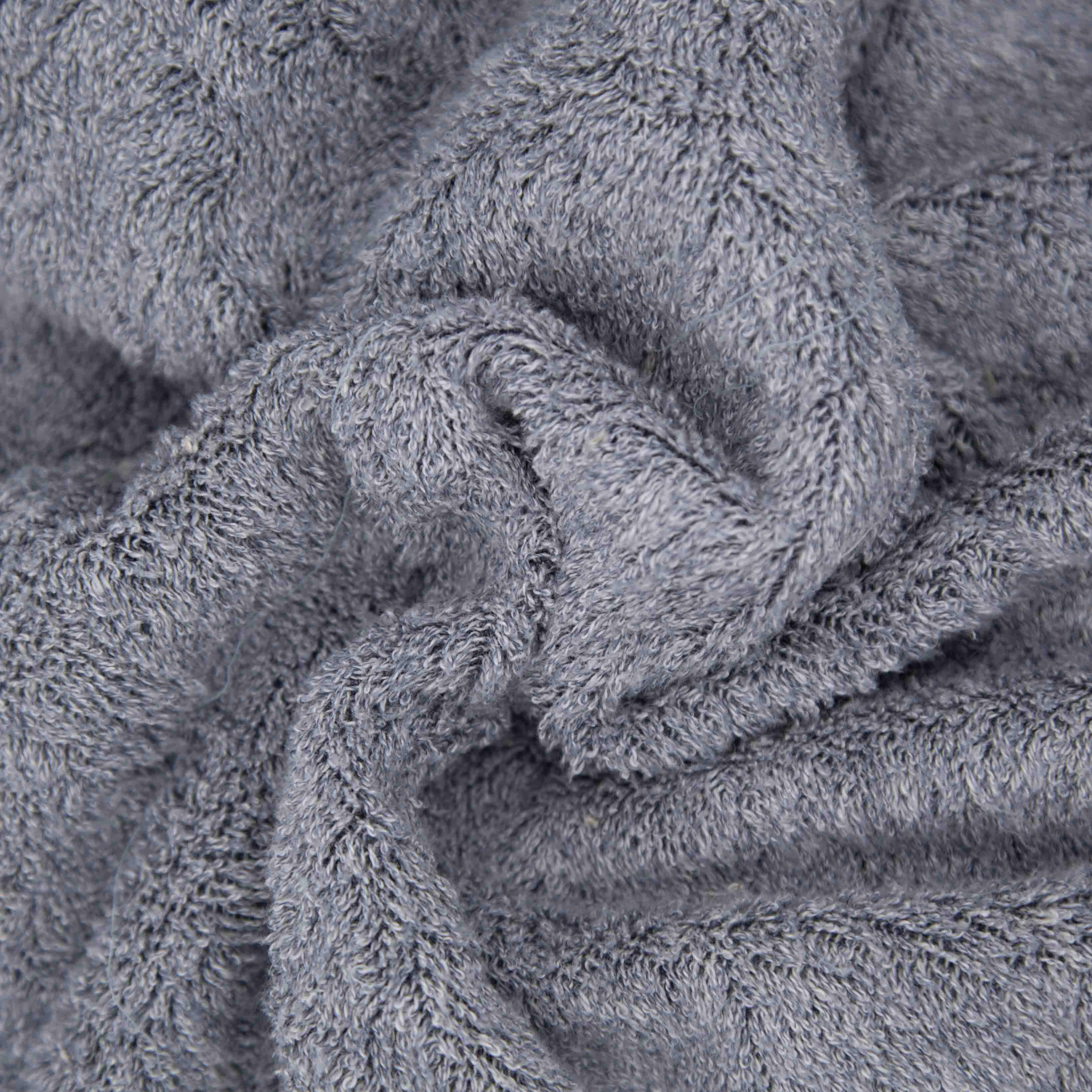 1m Frottee Stoff Baumwolle Blau Grau Meliert - Binolu