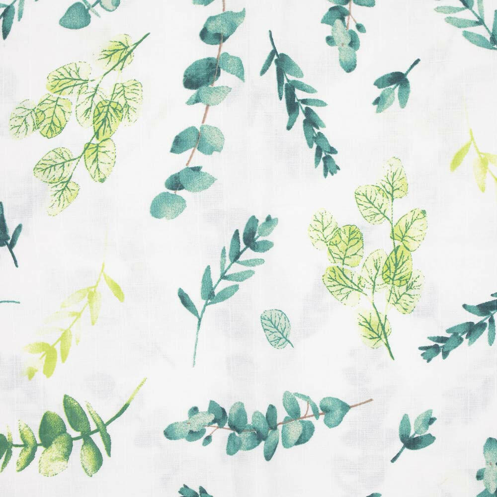 Musselin Stoff Eukalyptuszweige - Binolu
