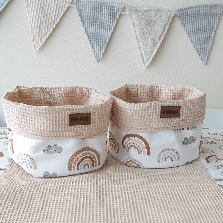 Utensilos Körbe Spielzeugkörbe Regenbogen Beige von Binolu