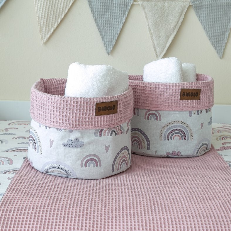Utensilos Körbe Spielzeugkörbe Regenbogen Rosa für Wickelauflage von Binolu