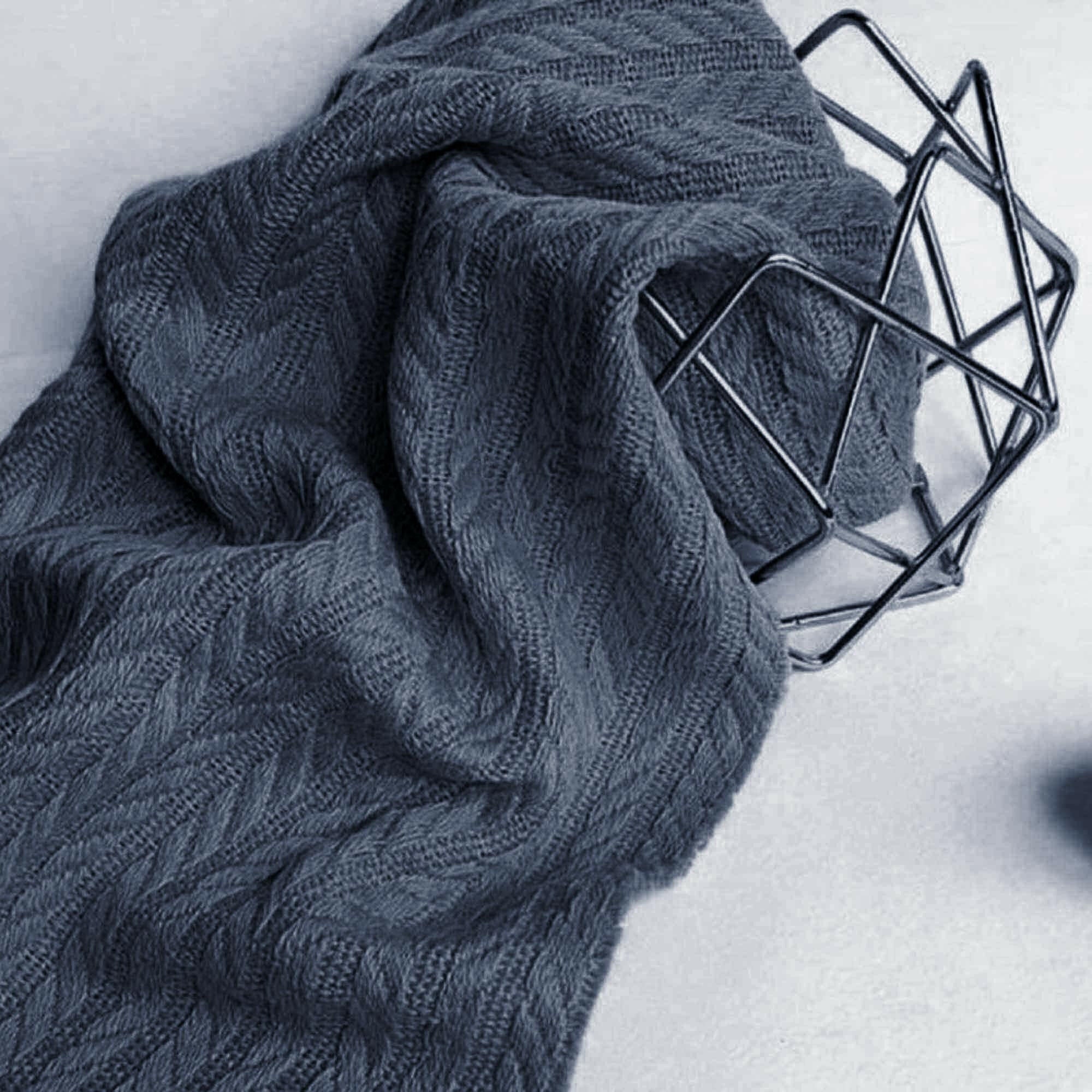 Piqué Stoff Zopf Dunkelblau - Binolu