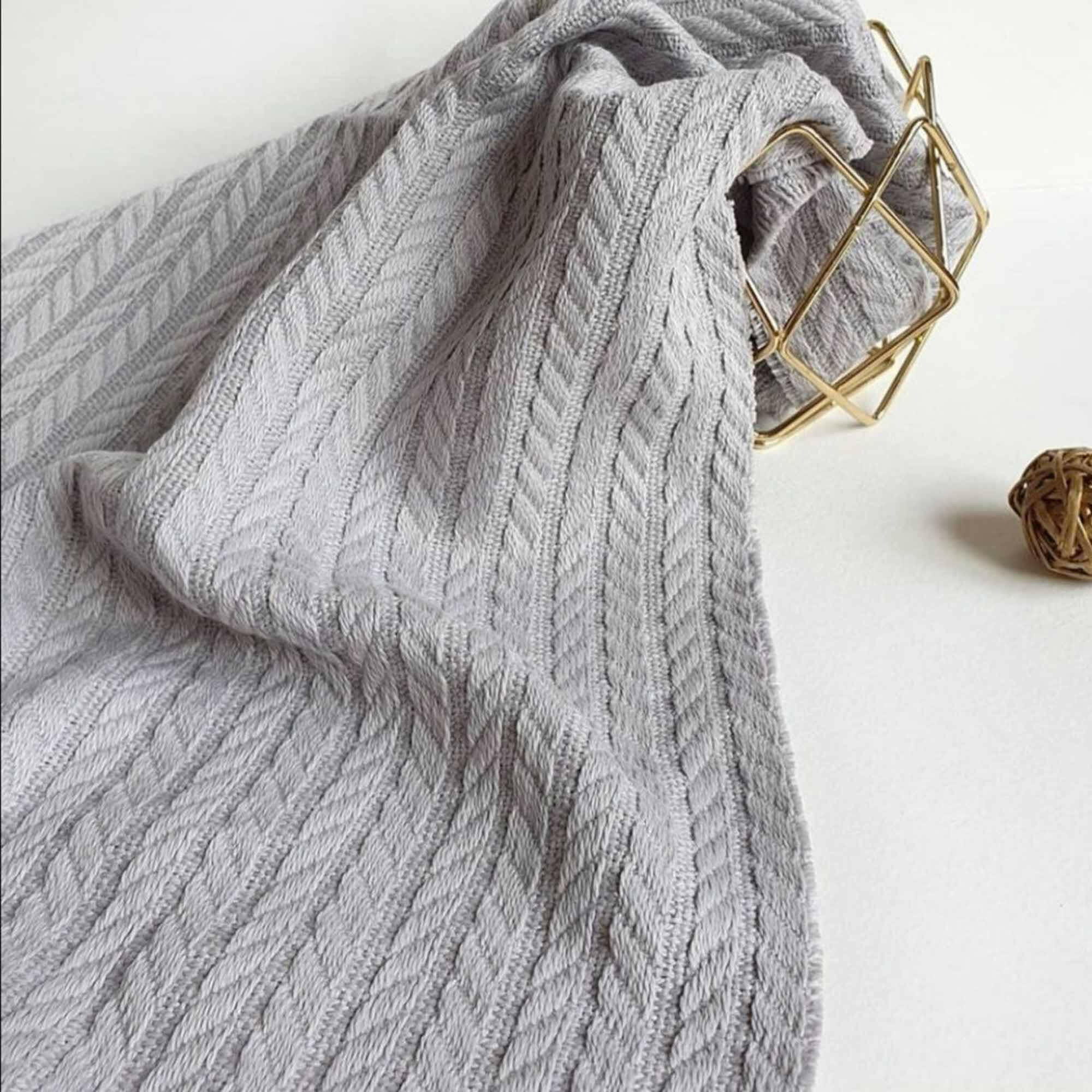 Piqué Stoff Zopf Hellgrau - Binolu