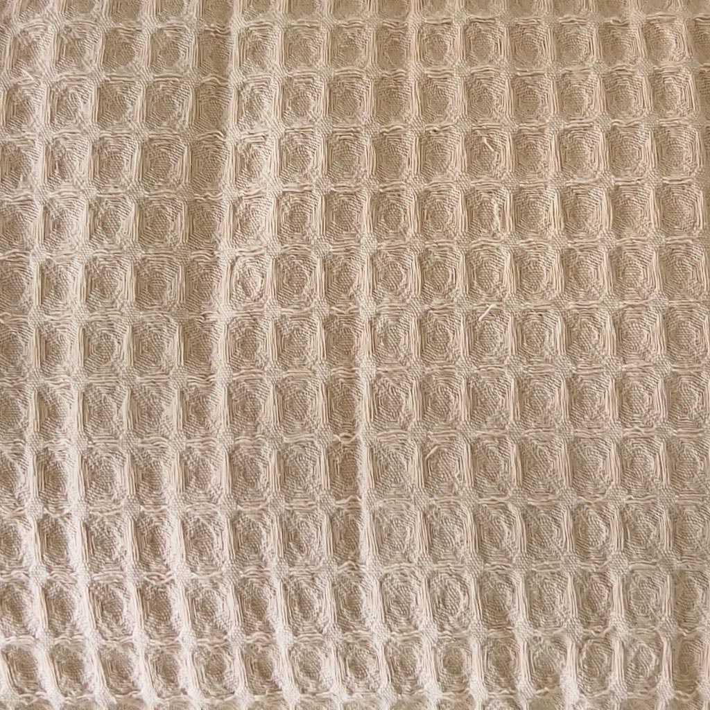 Waffelpiqué Stoff Soft Kästchen beige