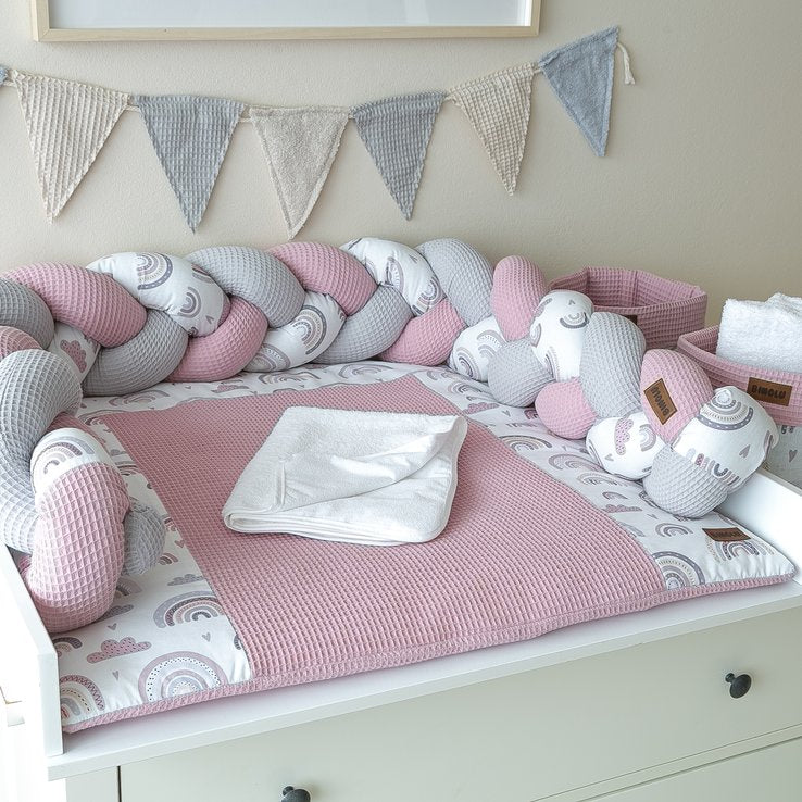 Wickelauflage Wickelunterlage Set Regenbogen Rosa - Binolu