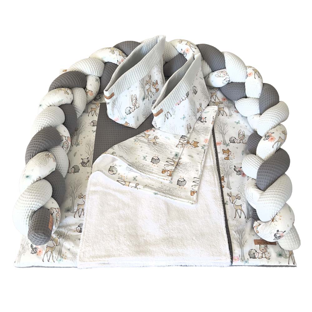 Wickelauflagen Set Boho Waldfreunde Dunkelgrau 77x78cm