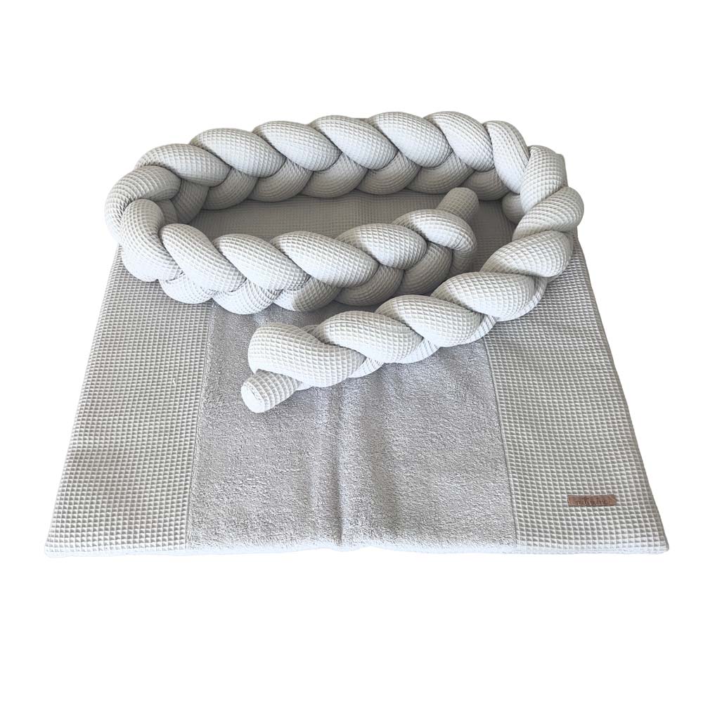 Wickelauflagen Set Uni Hellgrau inkl. Bettschlange 84x76cm