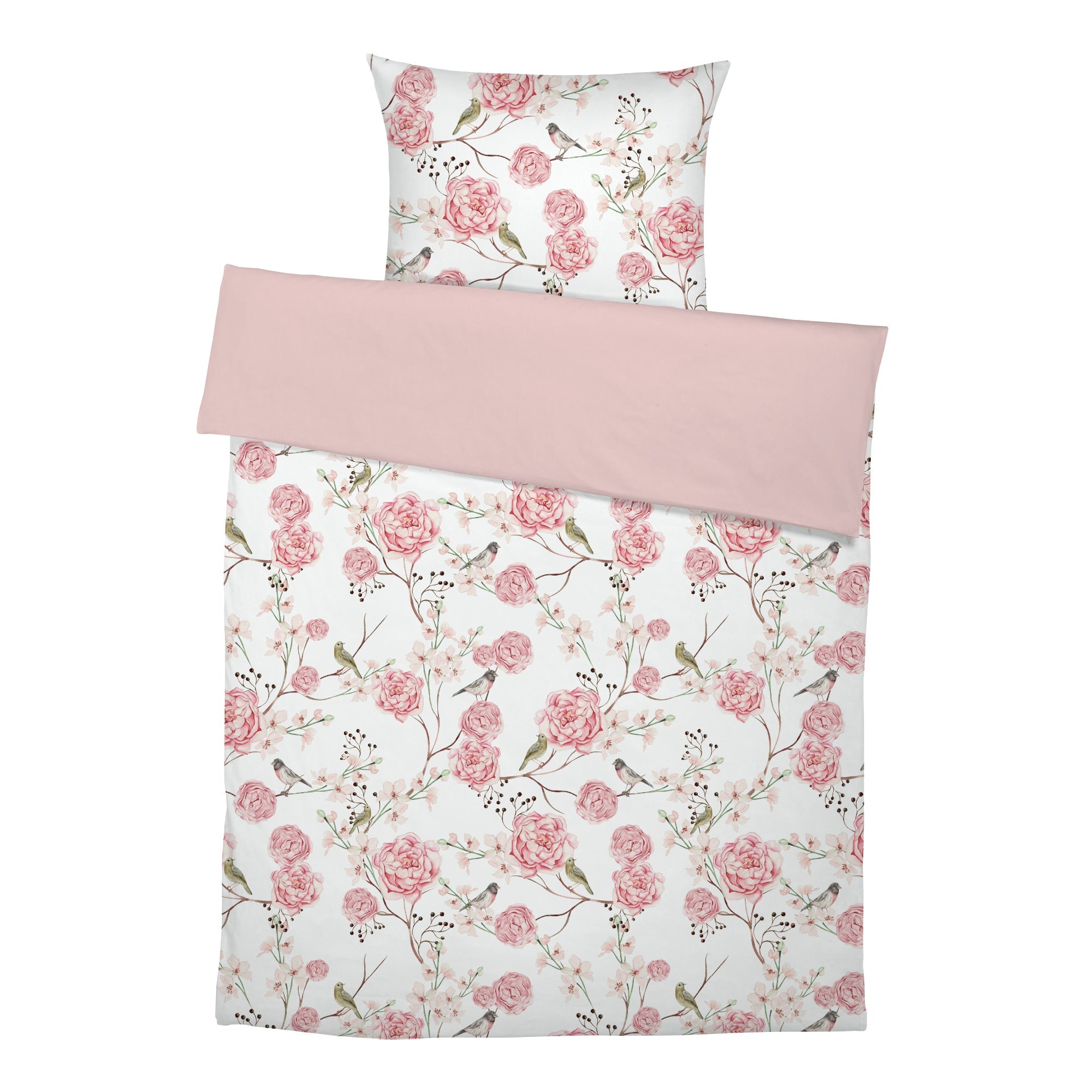 "Vögel und Blumen" Premium Kinderbettwäsche