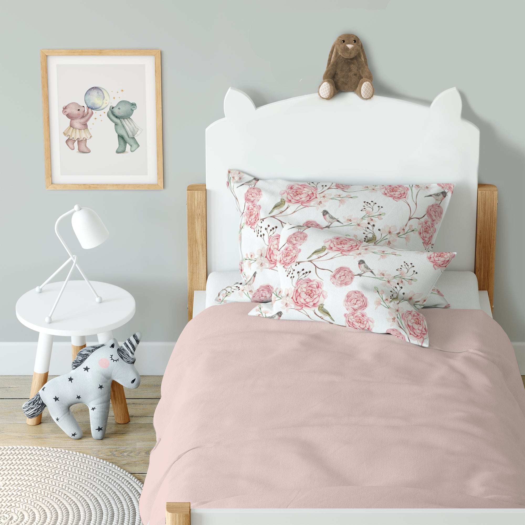 "Vögel und Blumen" Premium Kinderbettwäsche