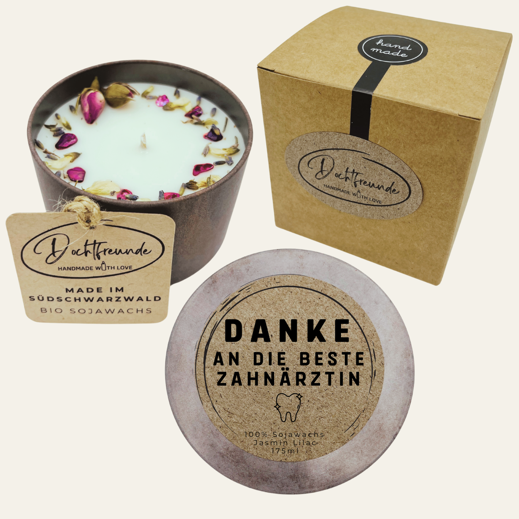 Handgemachte Duftkerze „Danke Beste Zahnärztin“