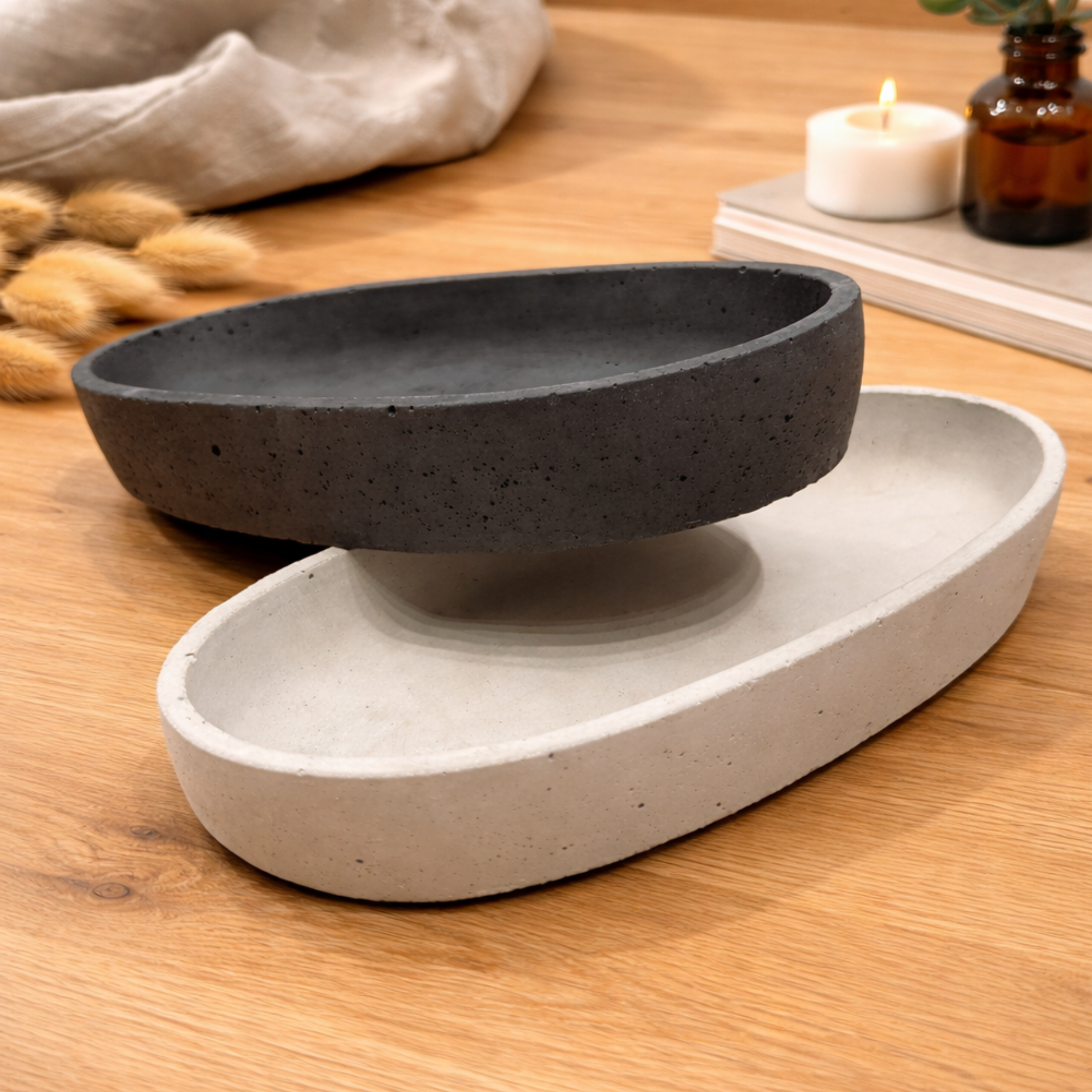 Handgemachte Betonschale "Oval" (29 cm)