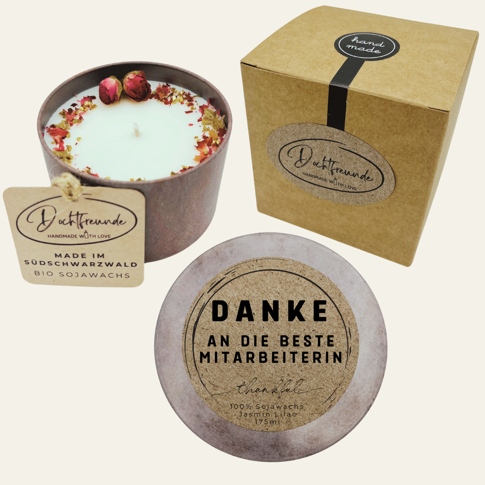 Handgemachte Duftkerze „Danke Beste Mitarbeiterin“