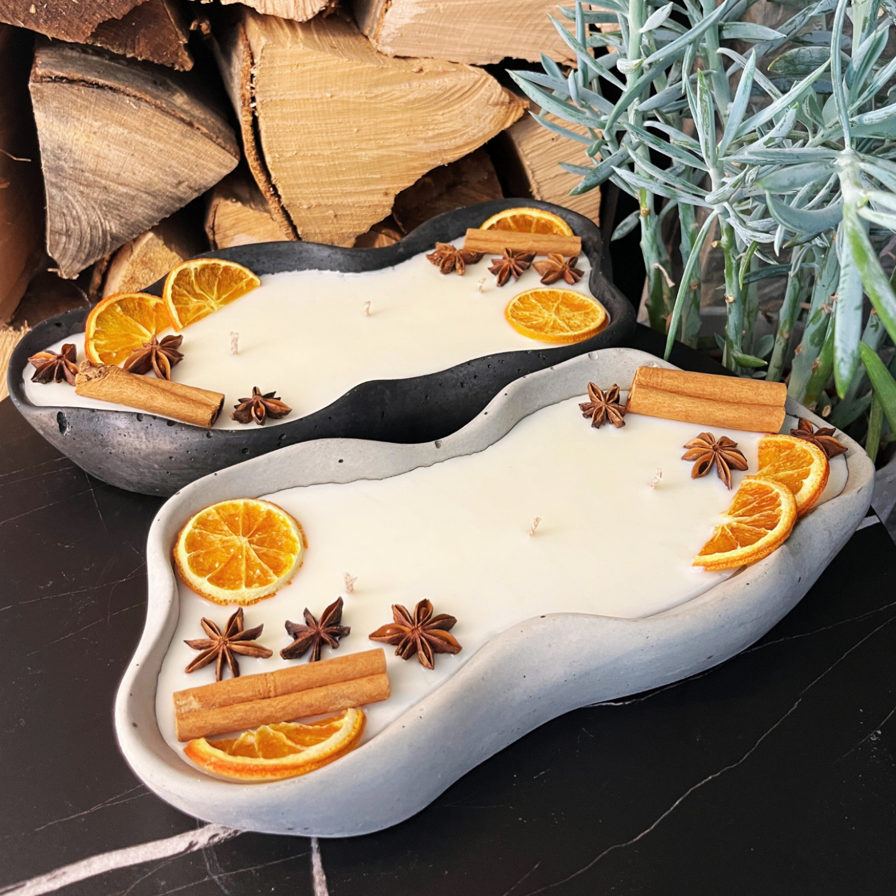 Betonkerze Wave Grau | Design-Statement & Vanille-Duft