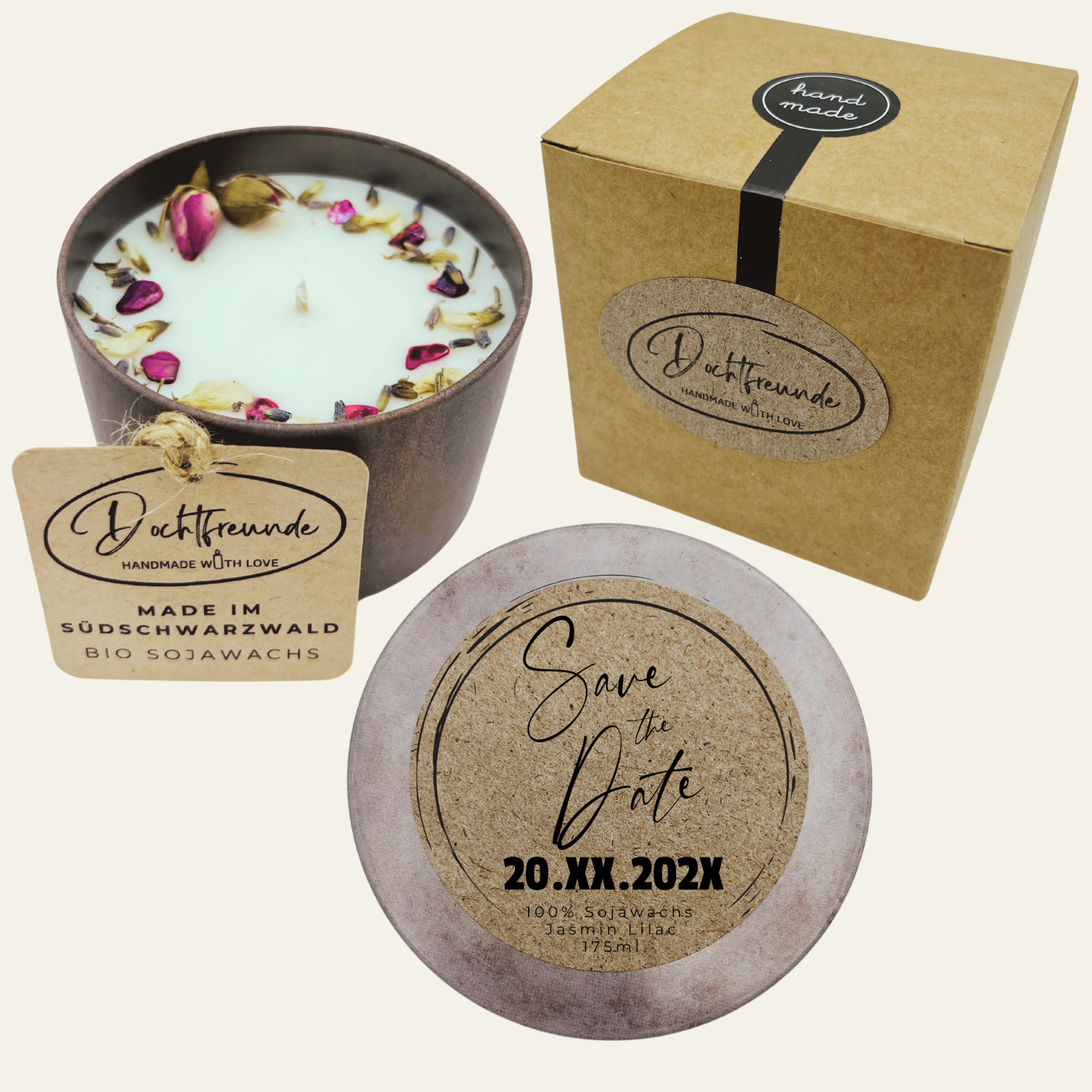 Handgemachte Duftkerze „Save The Date“