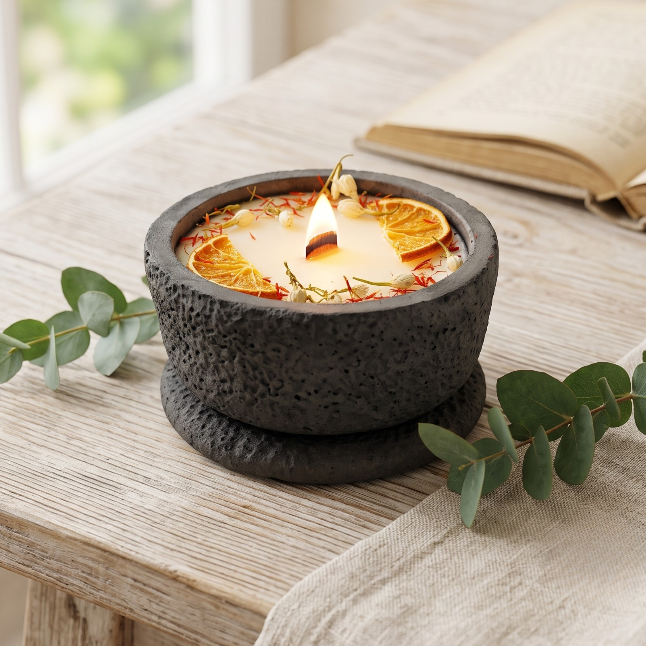 Handgemachte Citronella Betonkerze Schwarz "Mugge Schreck"
