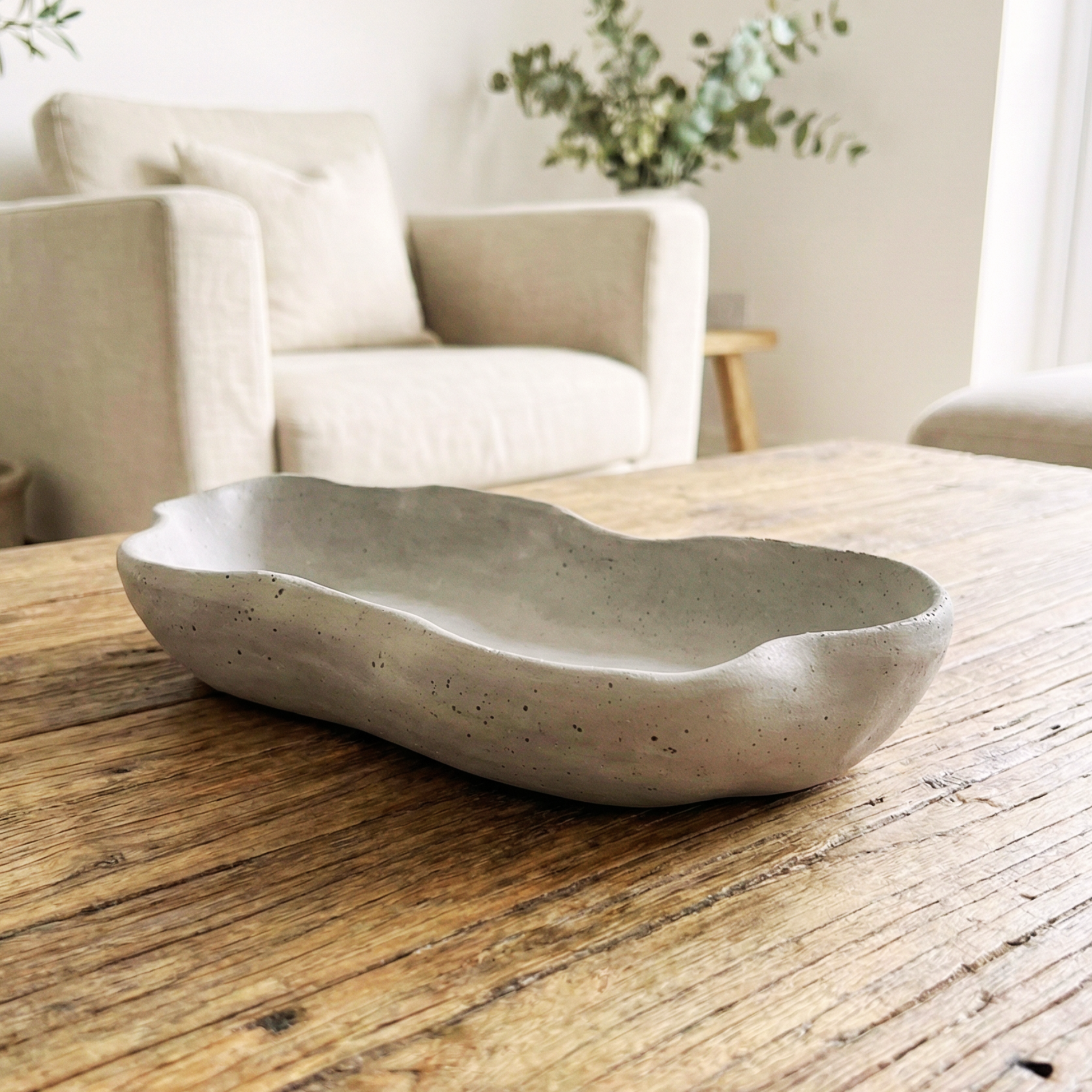 Design-Betonschale "Wave" | Oval & Organisch (29,5cm) Black/Grey