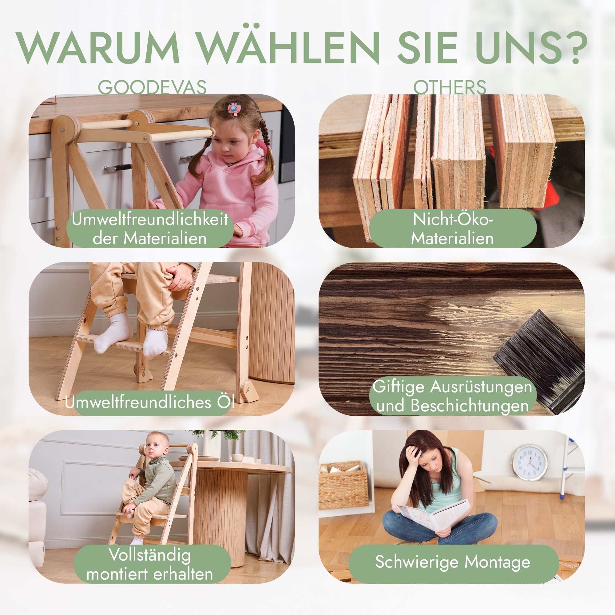 Lerntürme aus Holz für Kinder - Schokolade