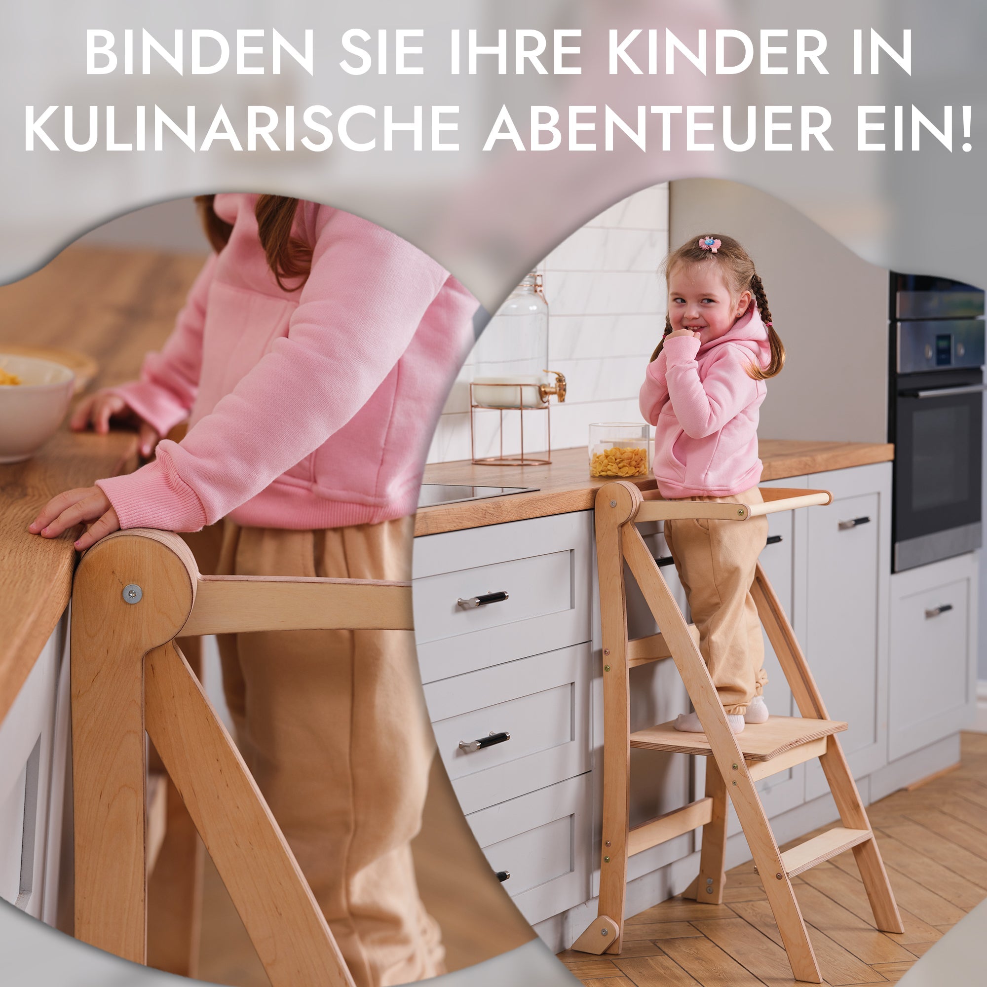 Holz Lernleiter Montessori: Hocker für Kinder - Beige
