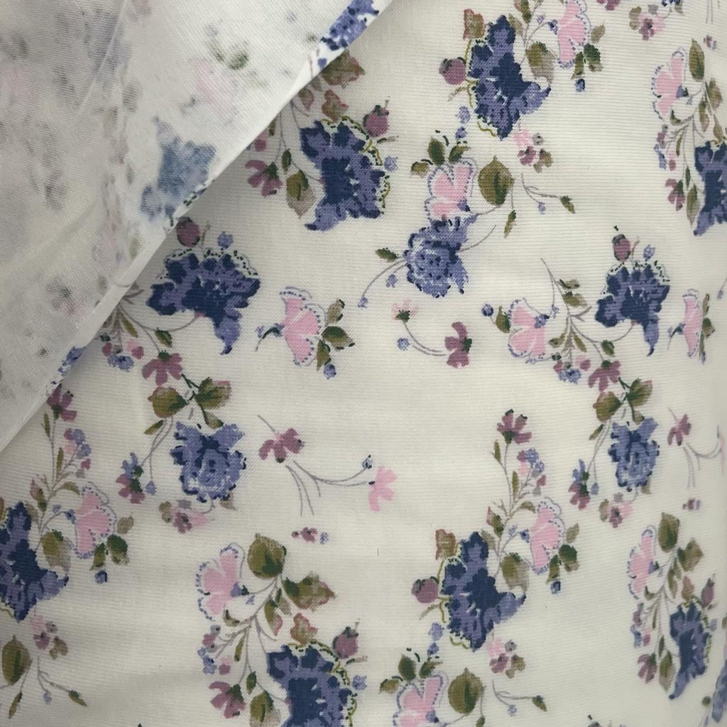 Baumwolljersey Blumen blau