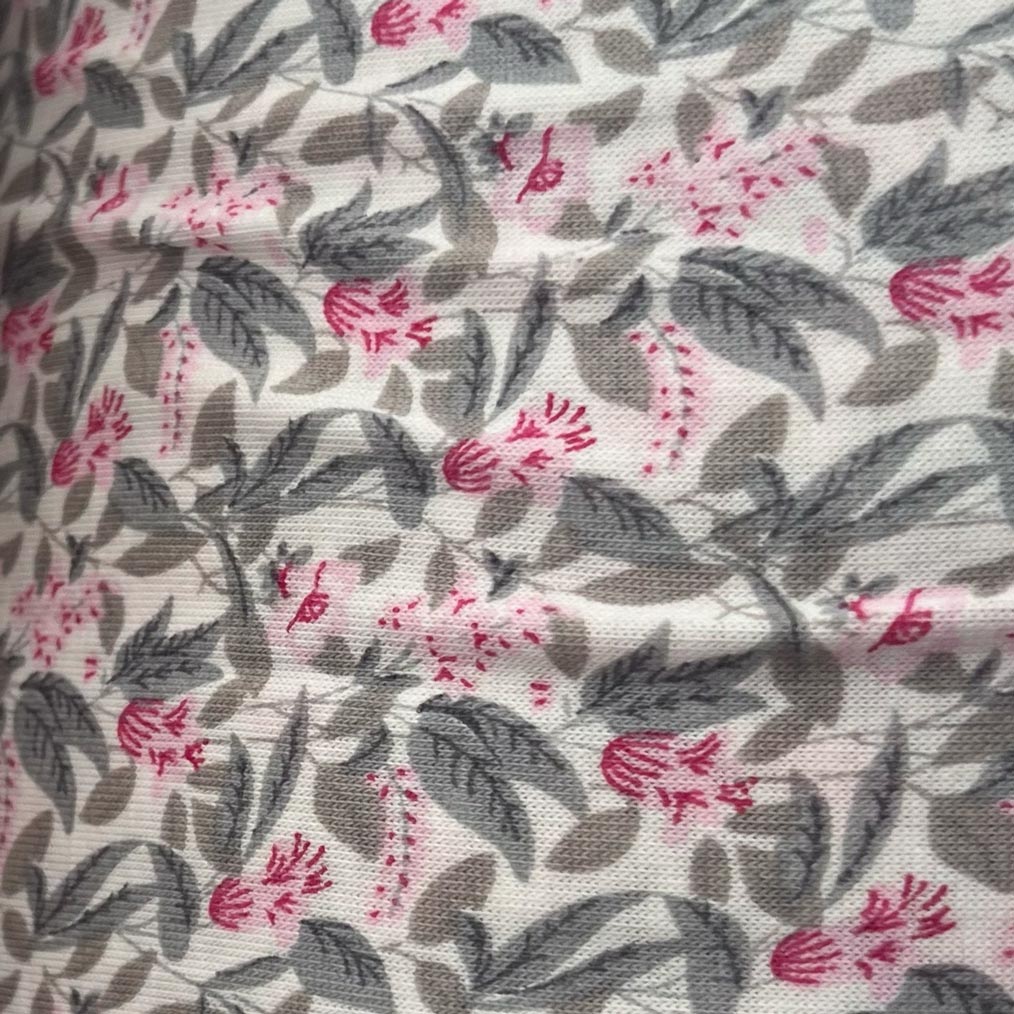 Baumwolljersey Blumen grau