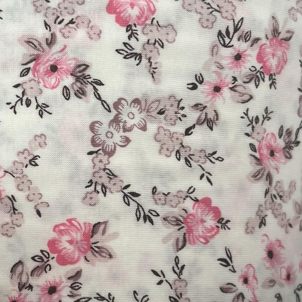 Baumwolljersey Blumen Rosé