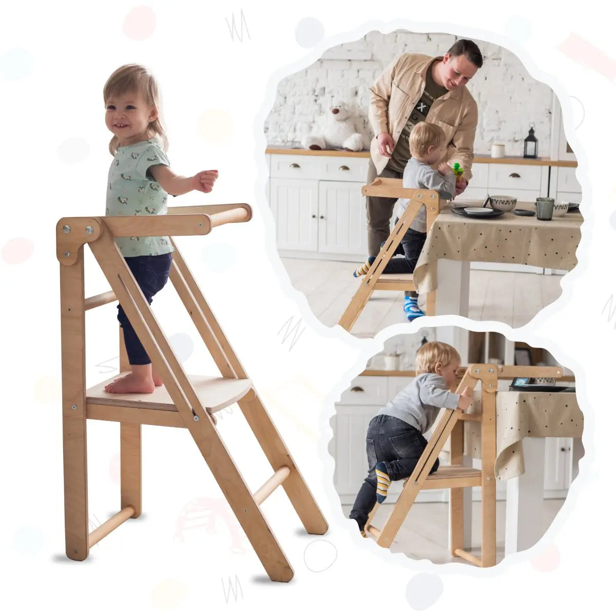 Lerntürme aus Holz für Kinder - Beige