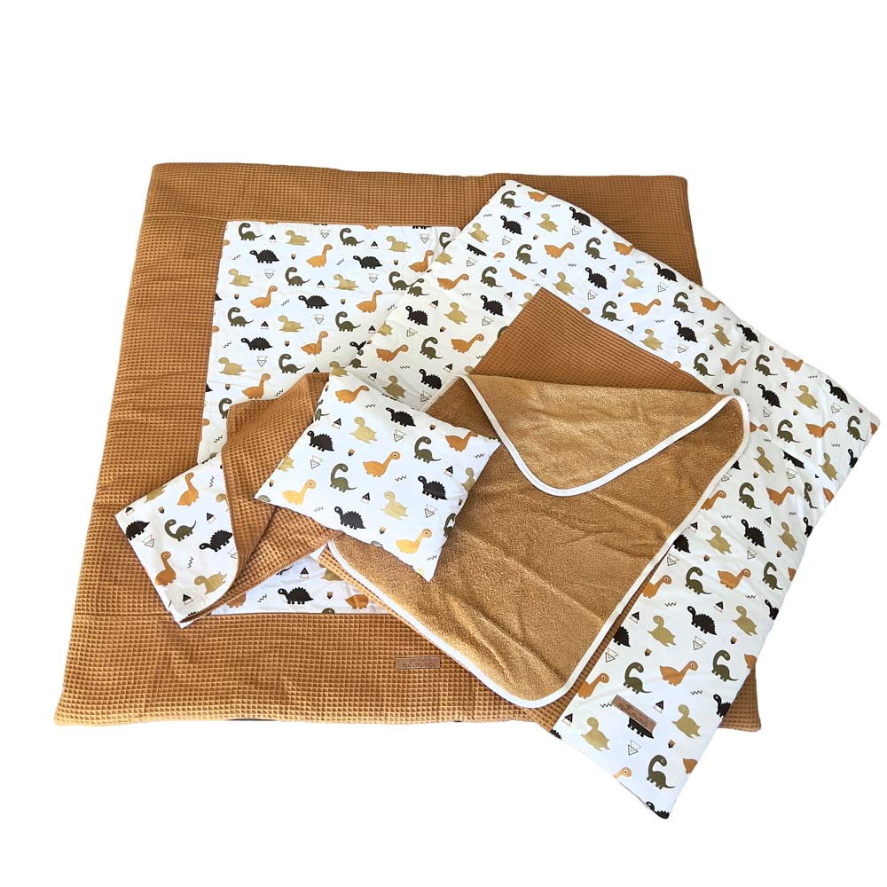 Wickelauflagen Set Dino - Krabbeldecke Babydecke Kissen Frotteetuch