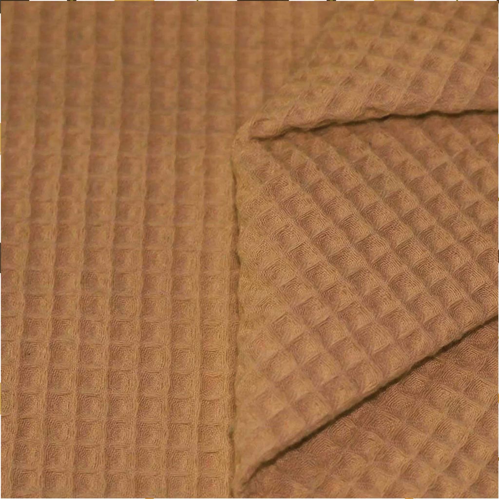 Waffelpiqué Stoff Uni Karamel