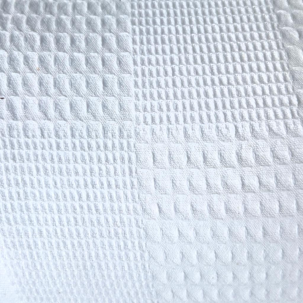 Waffelpiqué Stoff Mosaik Uni Hell weiß